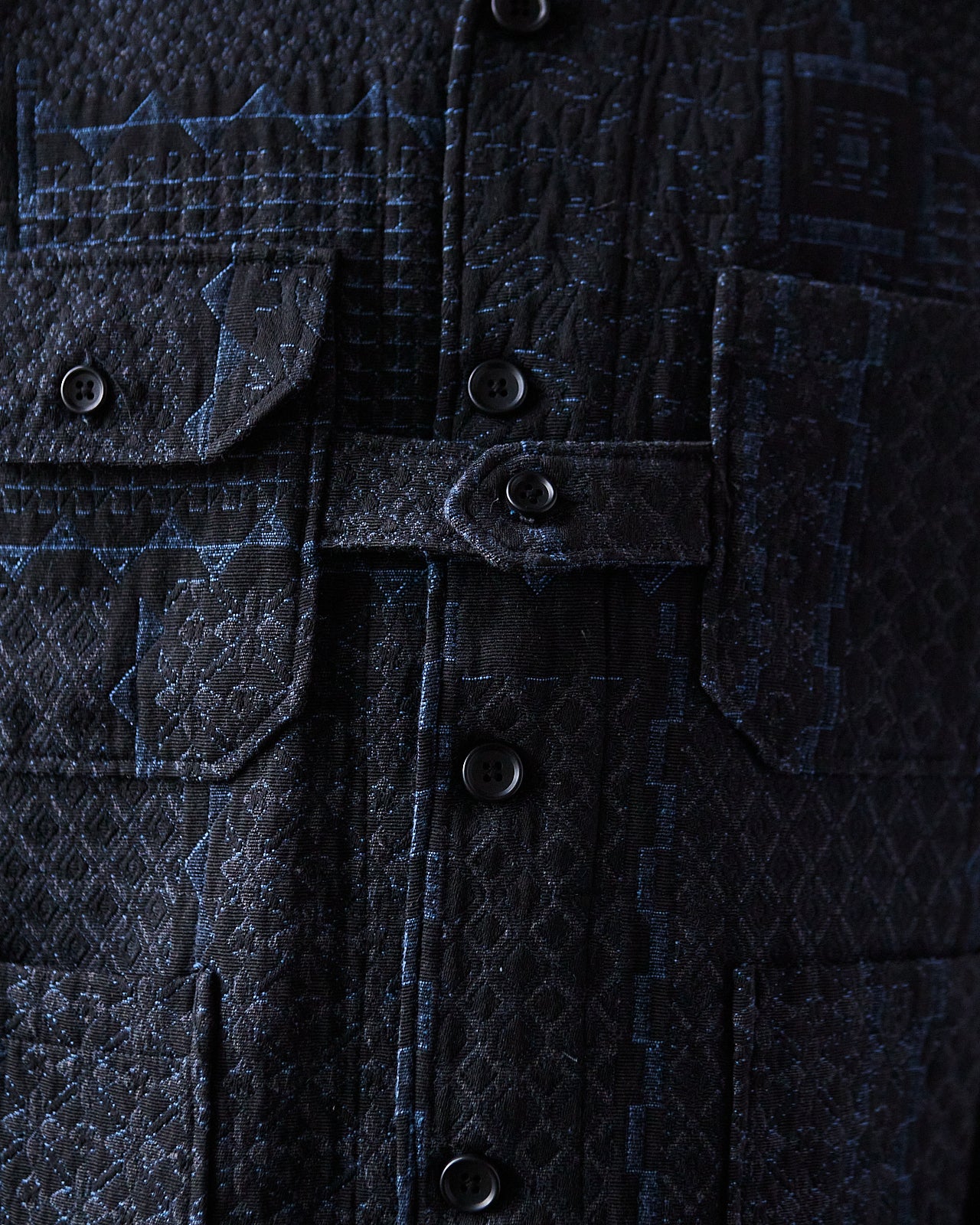 Engineered Garments Cardigan Jacket, Black/Navy Geo Jacquard