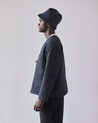 Engineered Garments Cardigan Jacket, Black/Navy Geo Jacquard