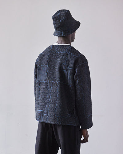 Engineered Garments Cardigan Jacket, Black/Navy Geo Jacquard