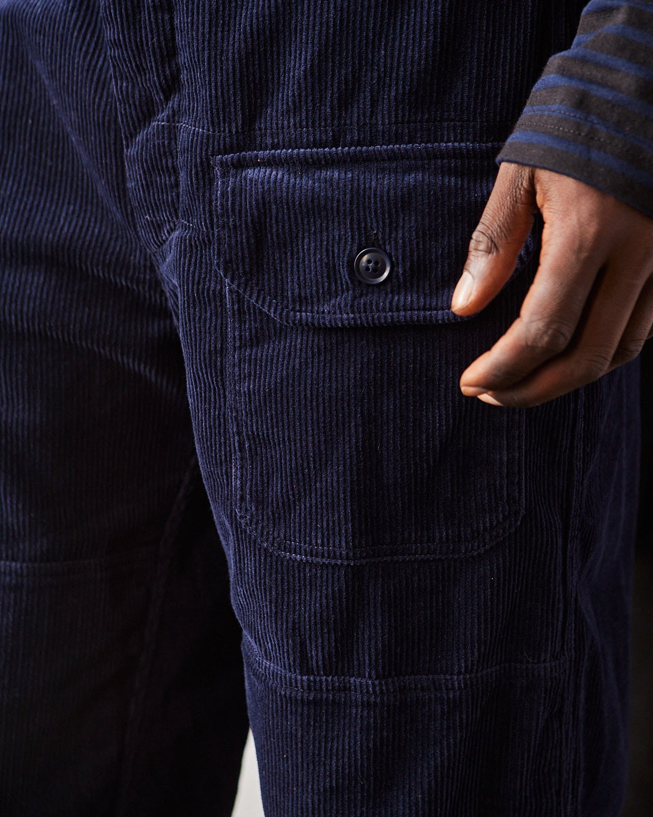 Navy Blue Pleated County Corduroy Pants