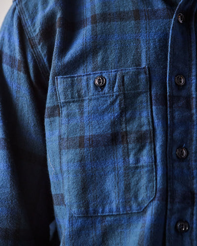 Engineered Garments Cotton Flannel Work Shirt, Navy/Black Plaid