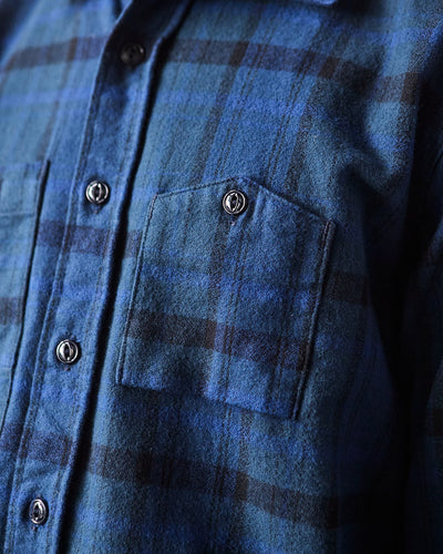 Engineered Garments Cotton Flannel Work Shirt, Navy/Black Plaid