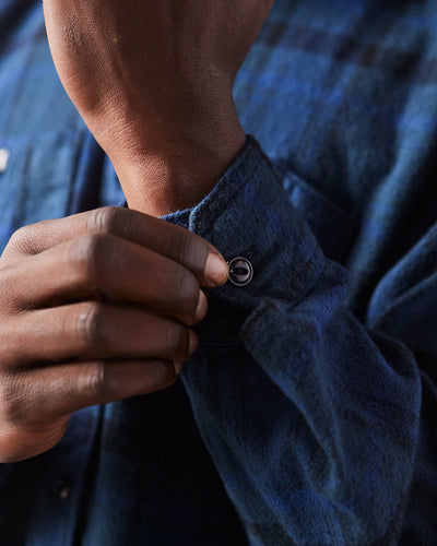 Engineered Garments Cotton Flannel Work Shirt, Navy/Black Plaid