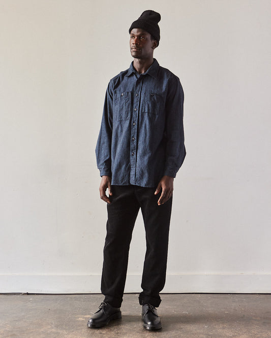 Engineered Garments Cotton Flannel Work Shirt, Navy Melange