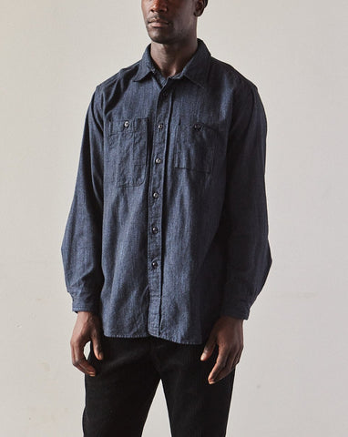 Engineered Garments Cotton Flannel Work Shirt, Navy Melange