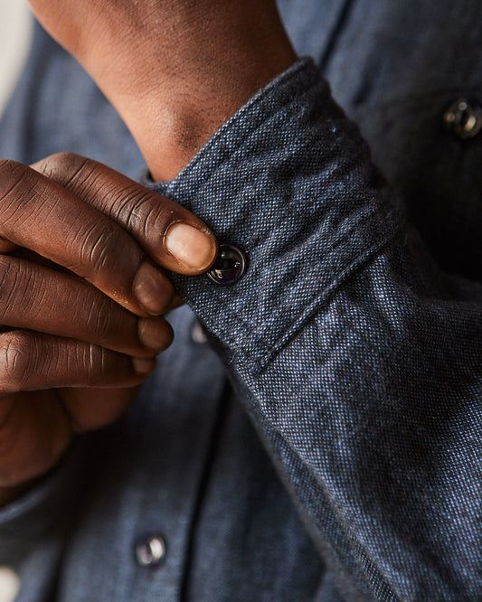 Engineered Garments Cotton Flannel Work Shirt, Navy Melange