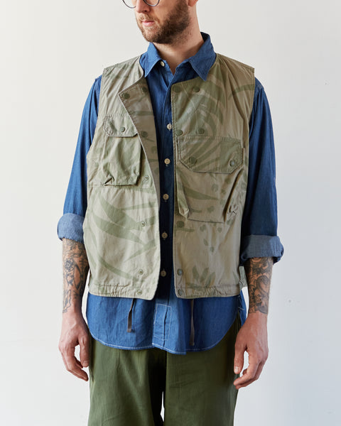 Engineered Garments Cover Vest, Khaki/Olive | Glasswing