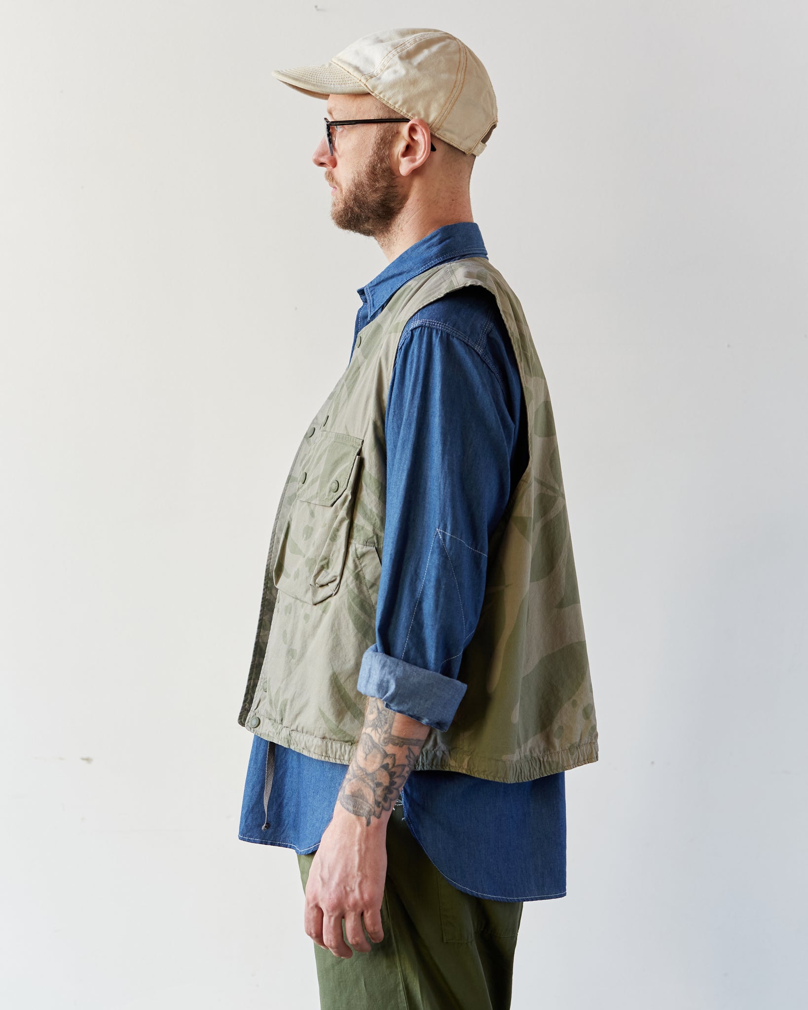 Engineered Garments Cover Vest, Khaki/Olive