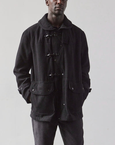 Engineered Garments Fake Melton Short Duffle Jacket, Black