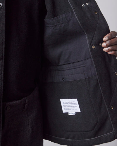 Engineered Garments Fake Melton Short Duffle Jacket, Black