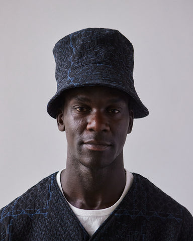 Engineered Garments Geo Jacquard Bucket Hat, Black/Navy
