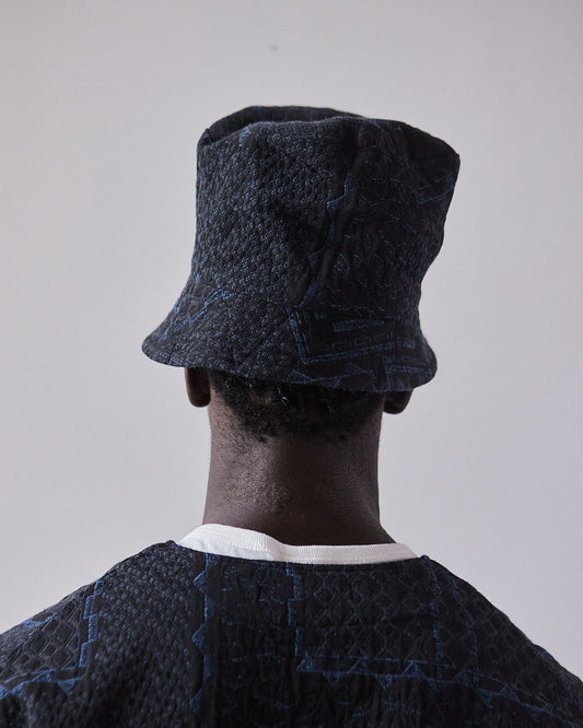 Engineered Garments Geo Jacquard Bucket Hat, Black/Navy