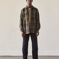 Engineered Garments Heavy Flannel Work Shirt, Green/Navy Big Plaid