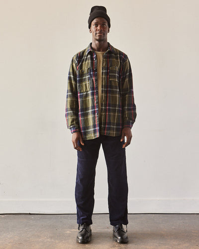 Engineered Garments Heavy Flannel Work Shirt, Green/Navy Big Plaid