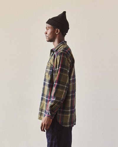 Engineered Garments Heavy Flannel Work Shirt, Green/Navy Big Plaid
