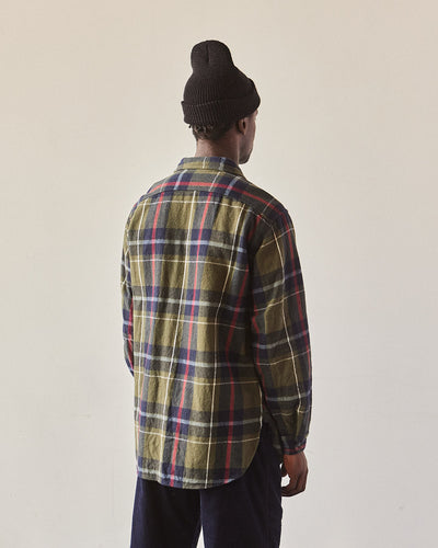 Engineered Garments Heavy Flannel Work Shirt, Green/Navy Big Plaid