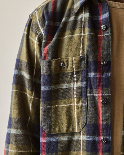Engineered Garments Heavy Flannel Work Shirt, Green/Navy Big Plaid