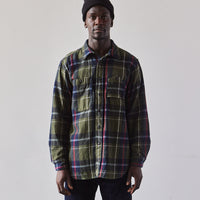 Engineered Garments Heavy Flannel Work Shirt, Green/Navy Big Plaid