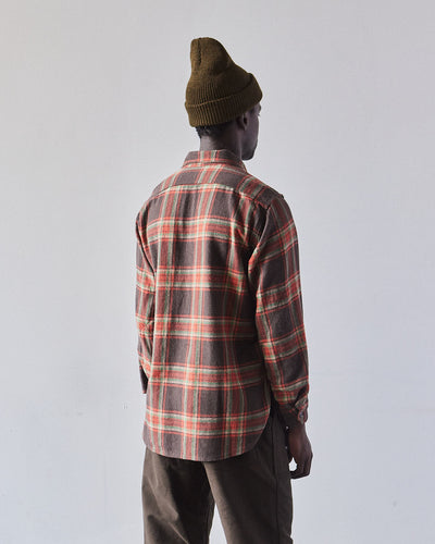 Engineered Garments Heavy Twill Work Shirt, Brown/Orange Big Plaid