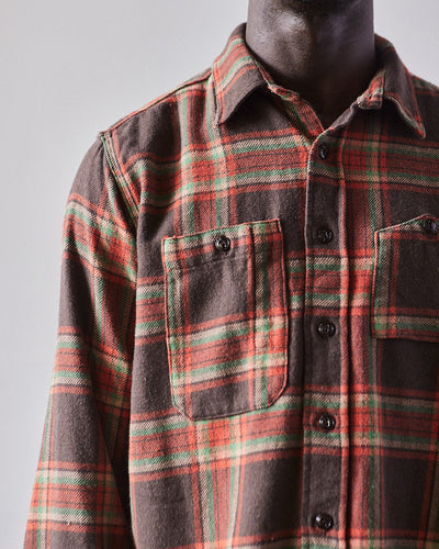 Engineered Garments Heavy Twill Work Shirt, Brown/Orange Big Plaid