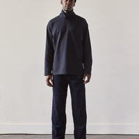 Engineered Garments Jersey High Mock Shirt, Black/Navy Stripe