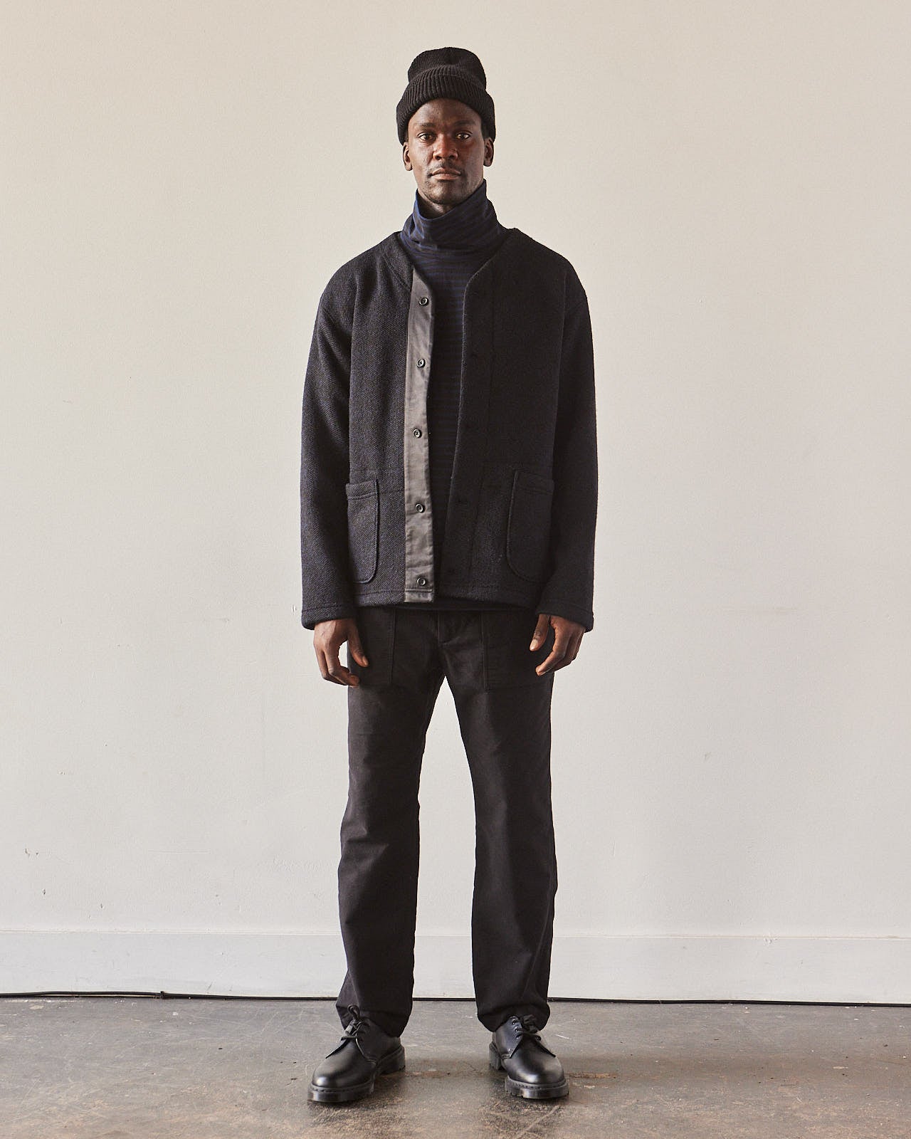 Engineered Garments Knit Cardigan Jacket, Navy/Black | Glasswing