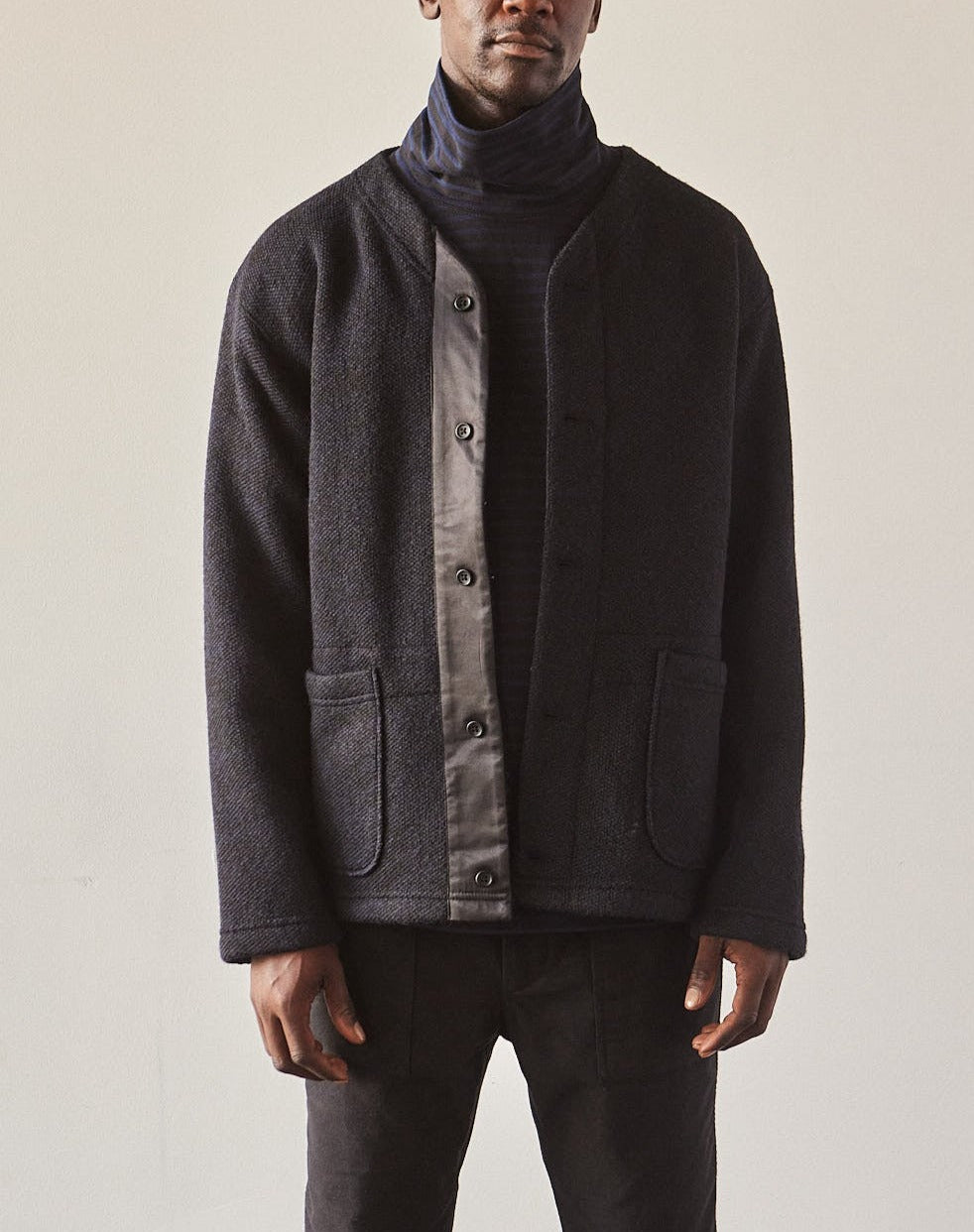 Uniqlo x engineered garments fleece store collarless coat