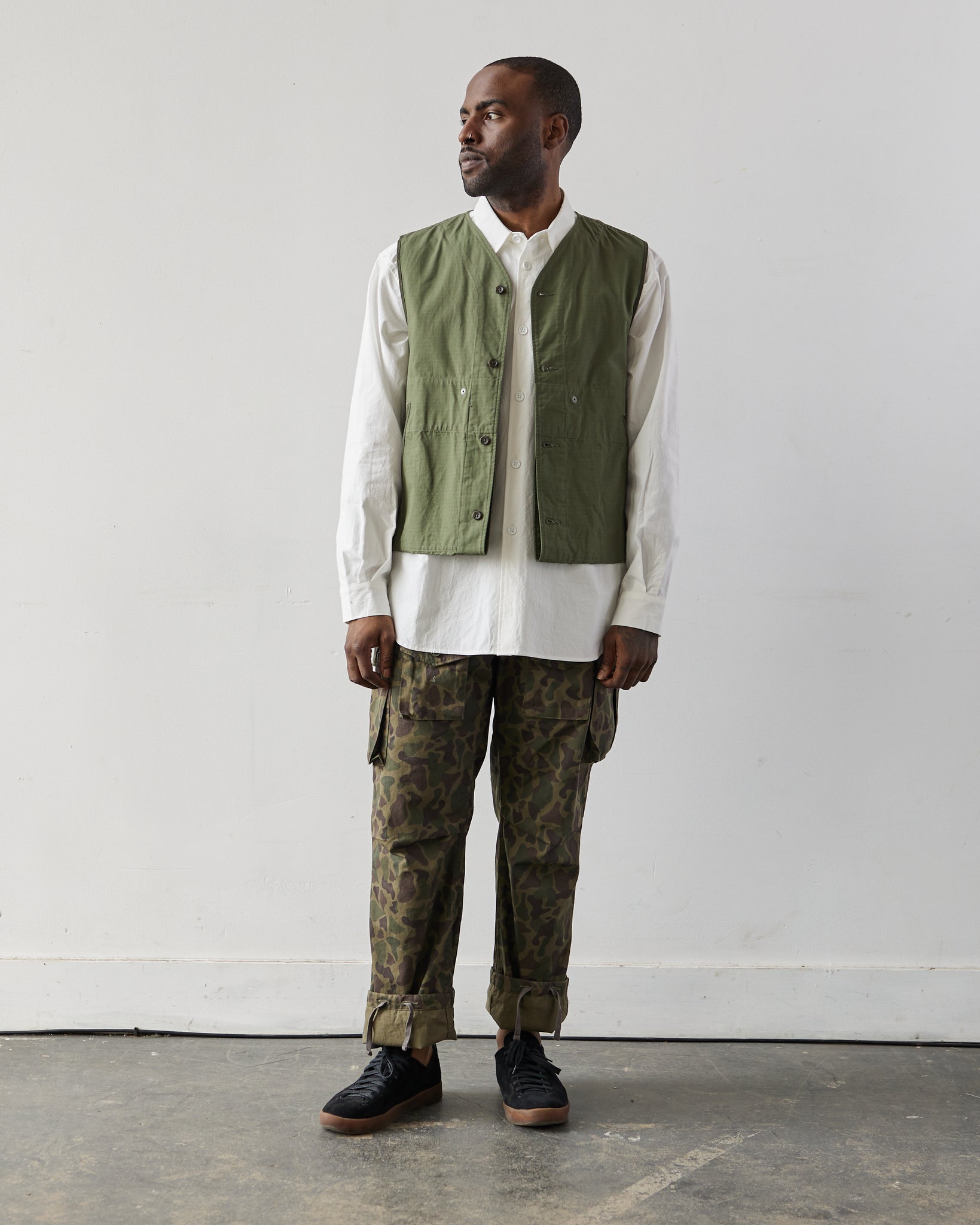 Engineered Garments Liner Vest, Olive | Glasswing