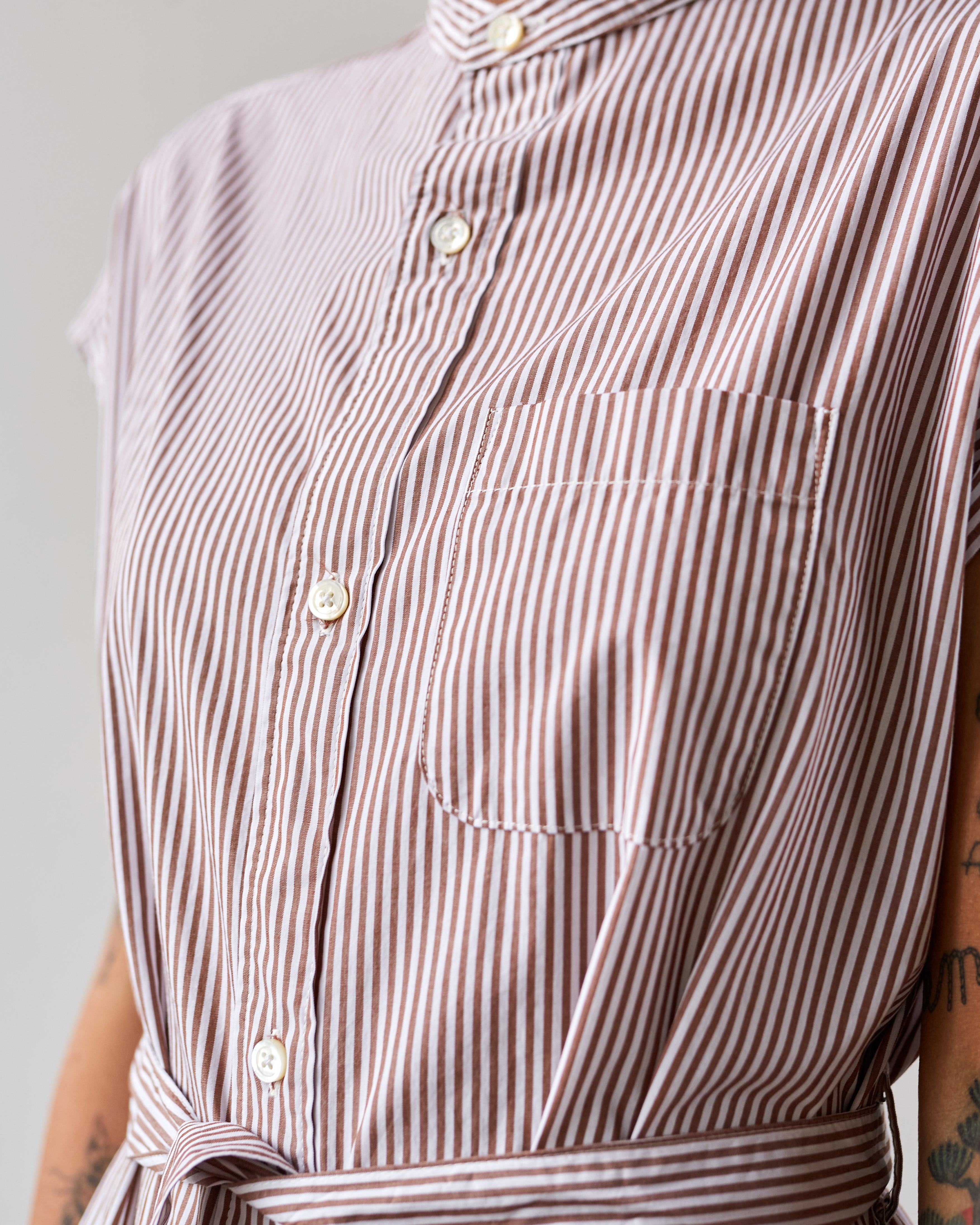 Engineered Garments No Sleeve Banded Collar Dress, Khaki