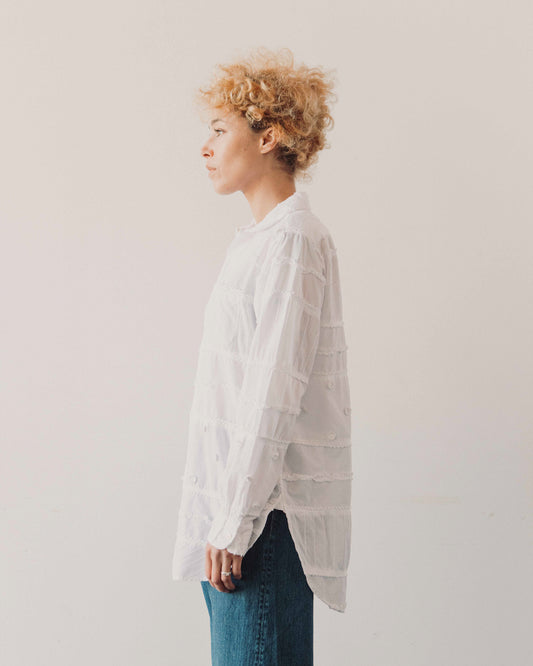 Engineered Garments Patchwork Rounded Collar Shirt, White