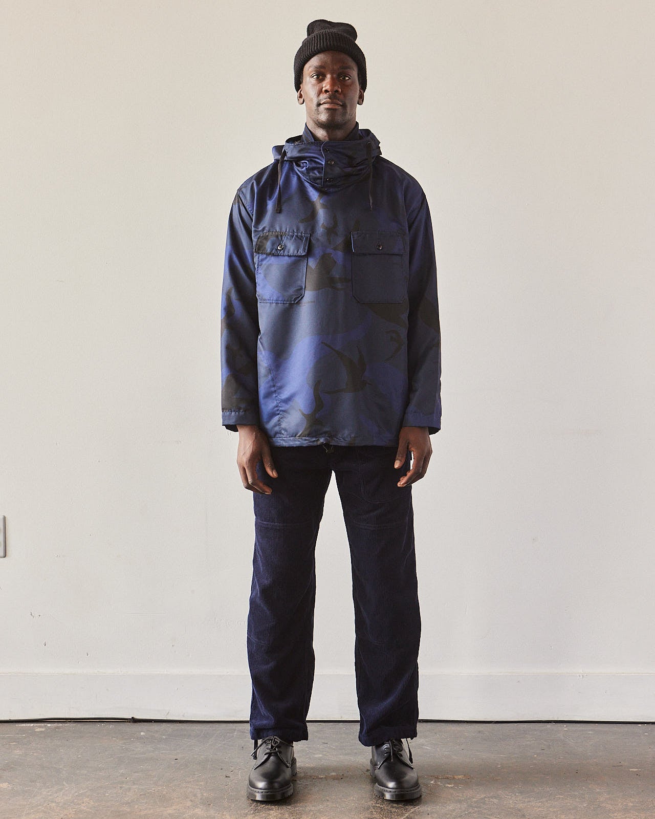 Engineered Garments Poly Cagoule Shirt, Navy Seagull Print