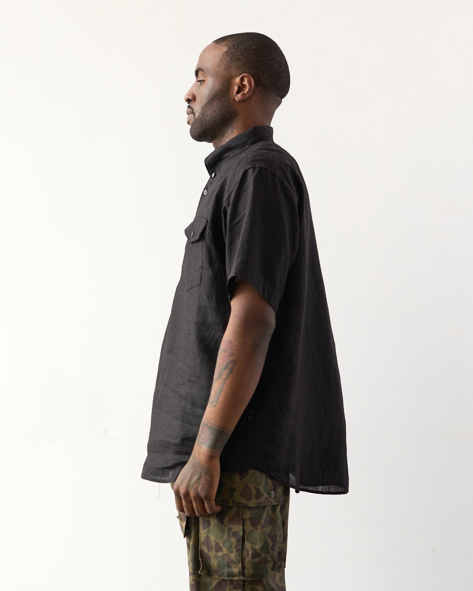 Engineered Garments Popover BD Shirt, Black | Glasswing