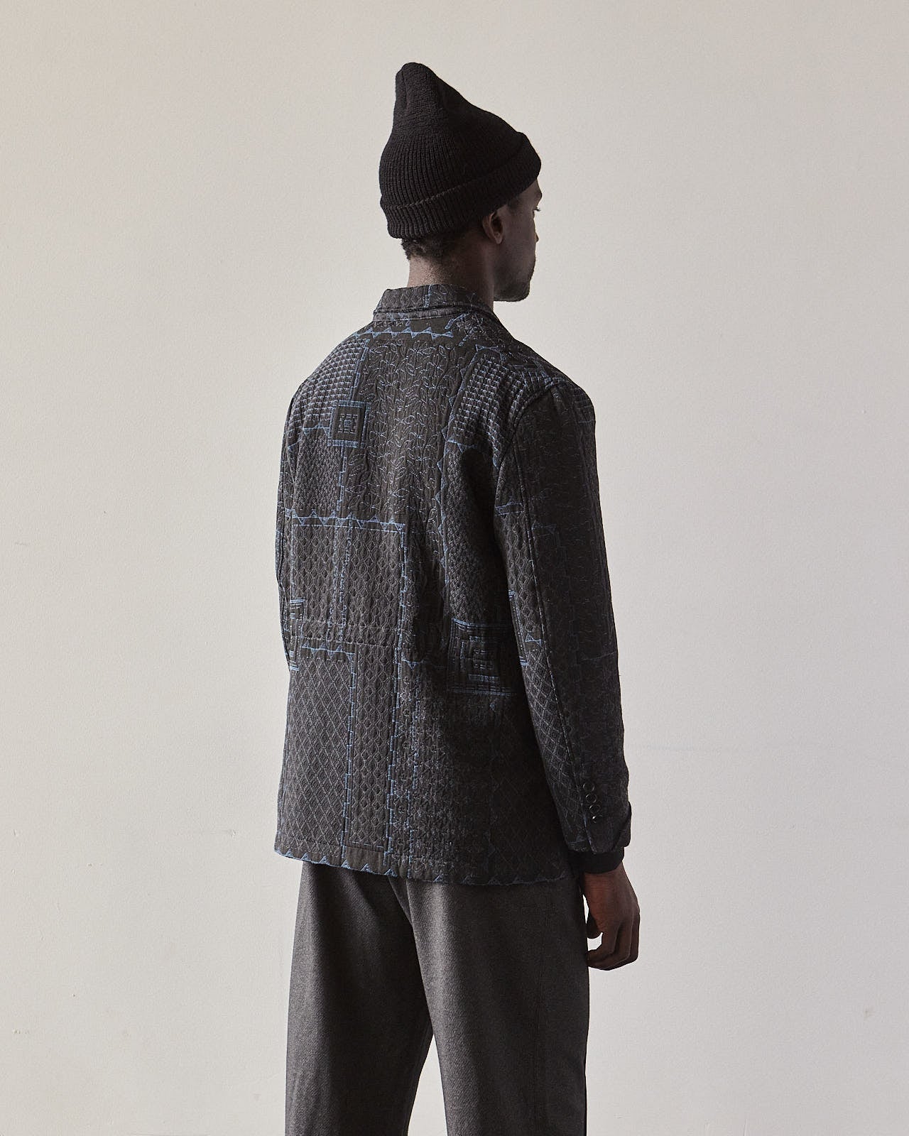 ジャケット・アウター ENGINEERED GARMENTS REEFER JACKET NAVY Engineered Garments Reefer Jacket, Black/Navy Geo Jacquard – Glasswing