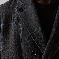 Engineered Garments Reefer Jacket, Black/Navy Geo Jacquard