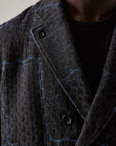 Engineered Garments Reefer Jacket, Black/Navy Geo Jacquard