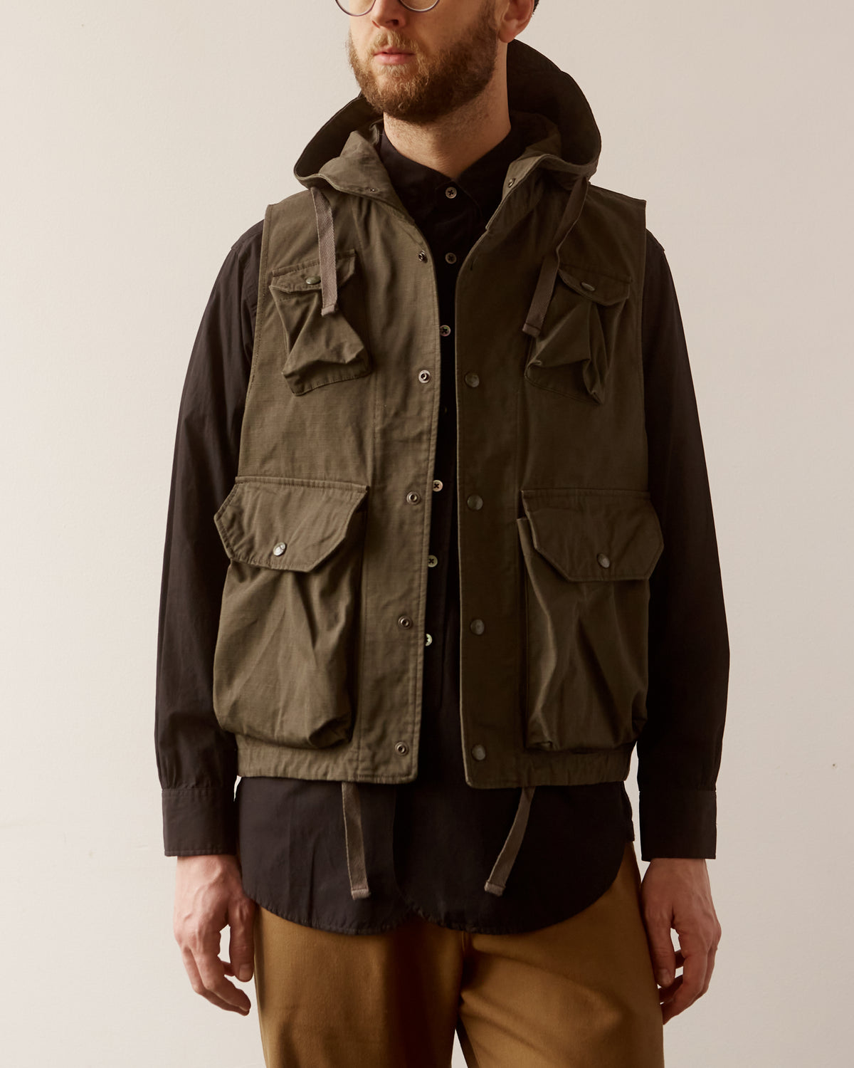 Engineered Garments Ripstop Field Vest, Olive – Glasswing