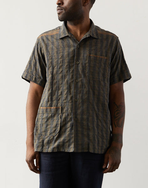 Engineered Garments Seersucker Camp Shirt, Olive | Glasswing