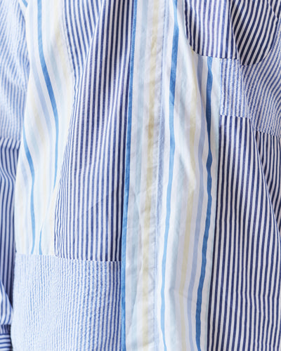 Engineered Garments Short Collar Shirt, Blue/White Stripe