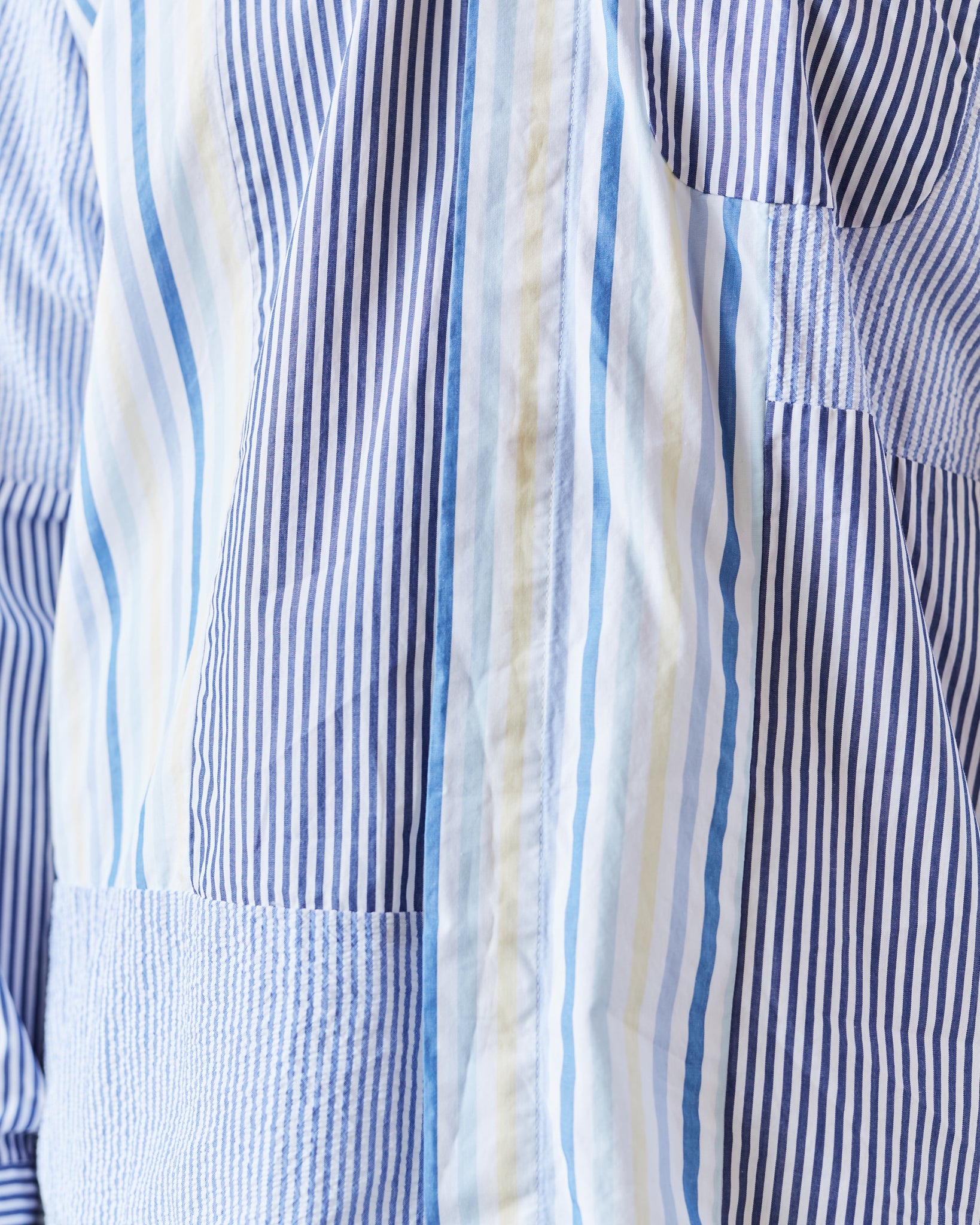 Engineered Garments Short Collar Shirt, Blue/White Stripe