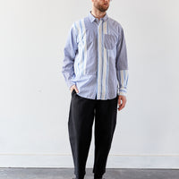 Engineered Garments Short Collar Shirt, Blue/White Stripe