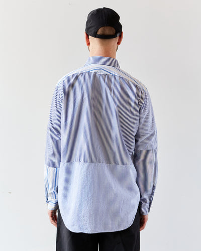 Engineered Garments Short Collar Shirt, Blue/White Stripe