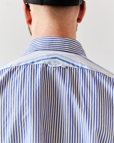 Engineered Garments Short Collar Shirt, Blue/White Stripe