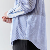 Engineered Garments Short Collar Shirt, Blue/White Stripe