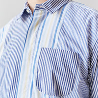 Engineered Garments Short Collar Shirt, Blue/White Stripe