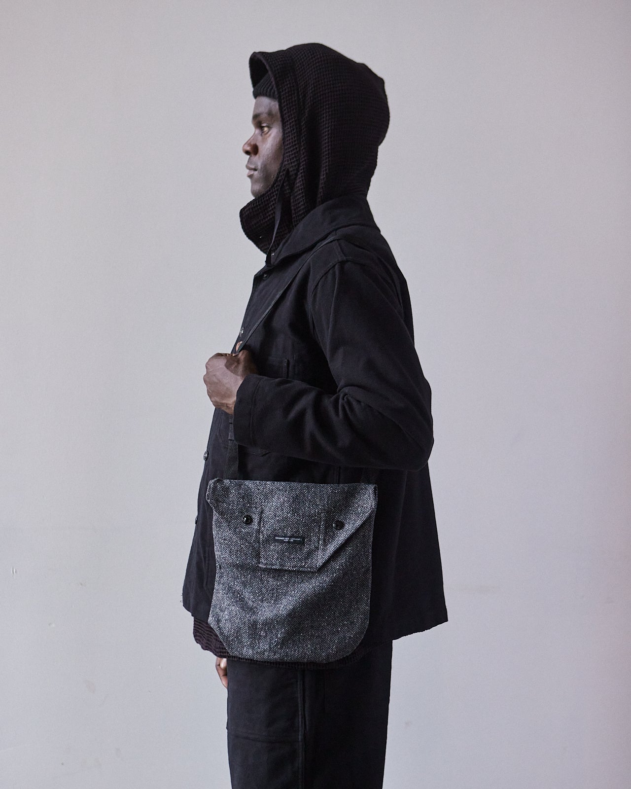 Engineered Garments Shoulder Pouch, Grey Herringbone – Glasswing