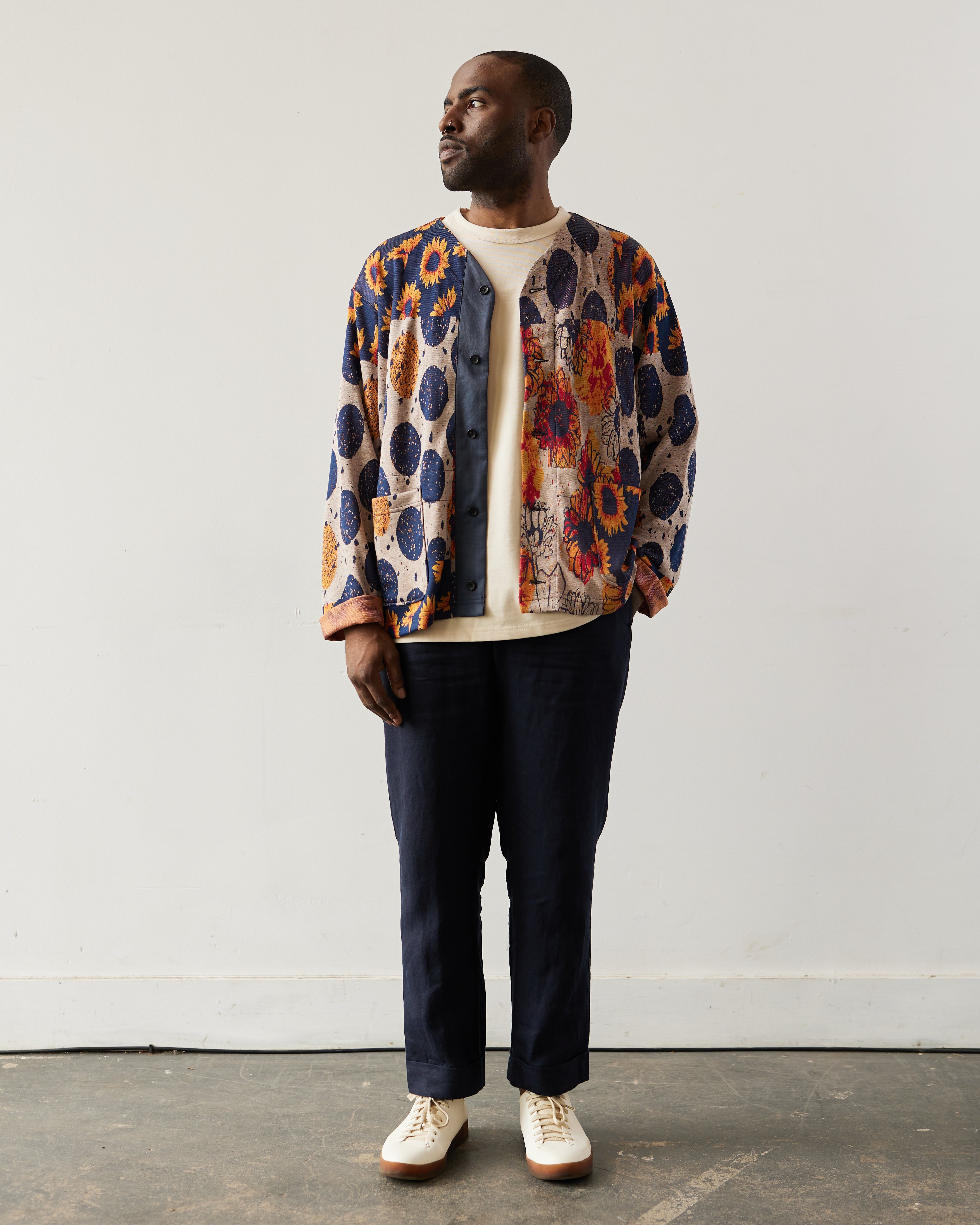 Engineered Garments Sunflower Knit Cardigan, Red/Navy Engineered Garments Sunflower Knit Cardigan, Red/Navy