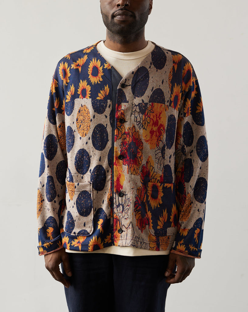 Engineered Garments Sunflower Knit Cardigan, Red/Navy | Glasswing