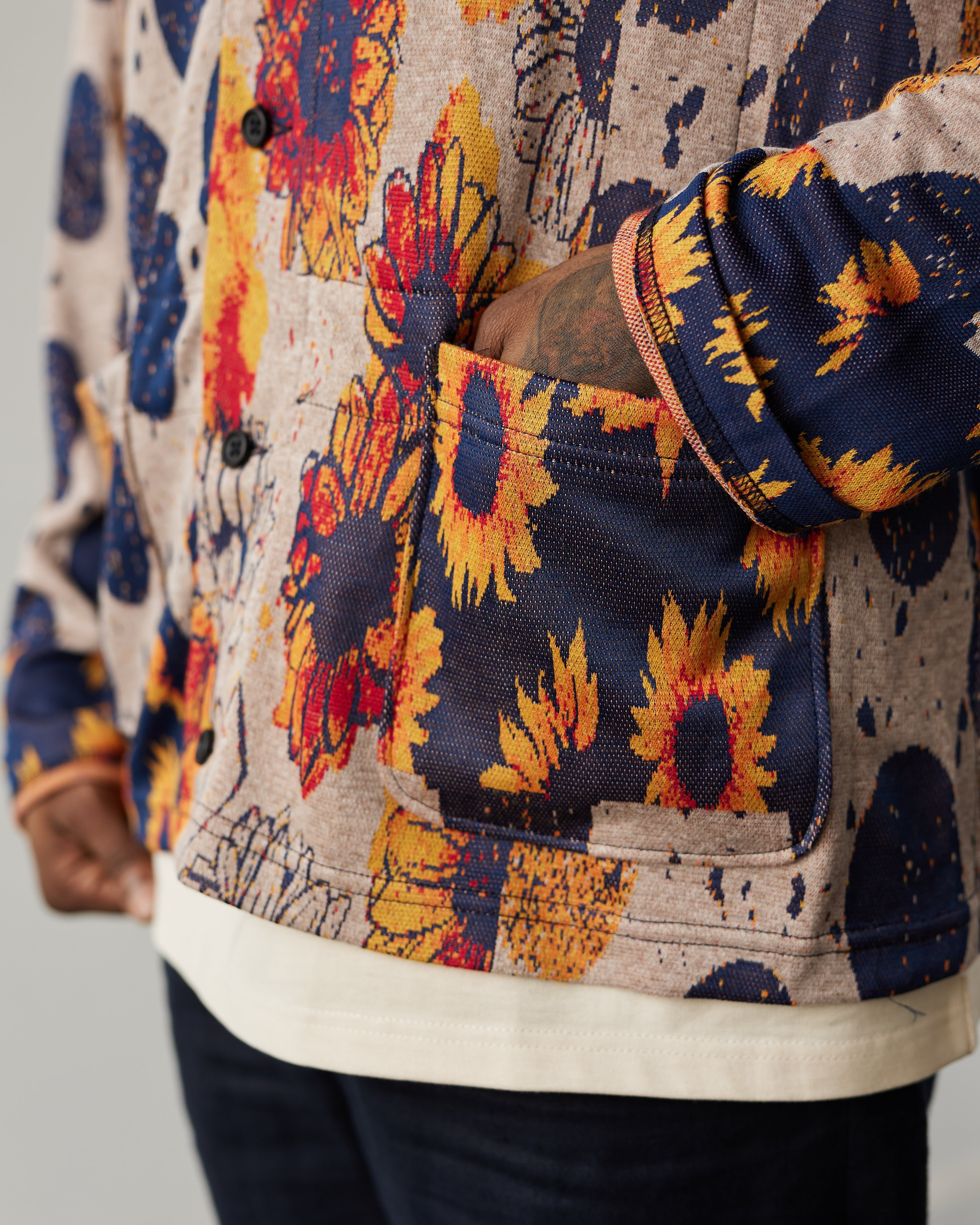 Engineered Garments Sunflower Knit Cardigan, Red/Navy – Glasswing