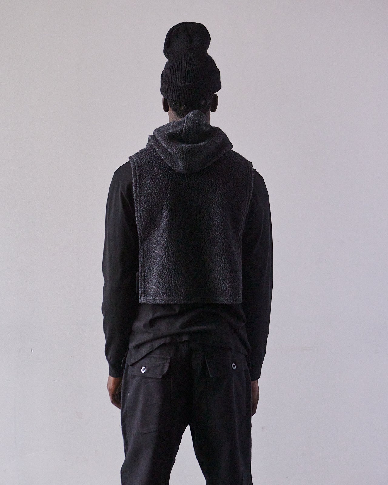 Engineered Garments Wool Hooded Interliner, Charcoal Shaggy Knit ...
