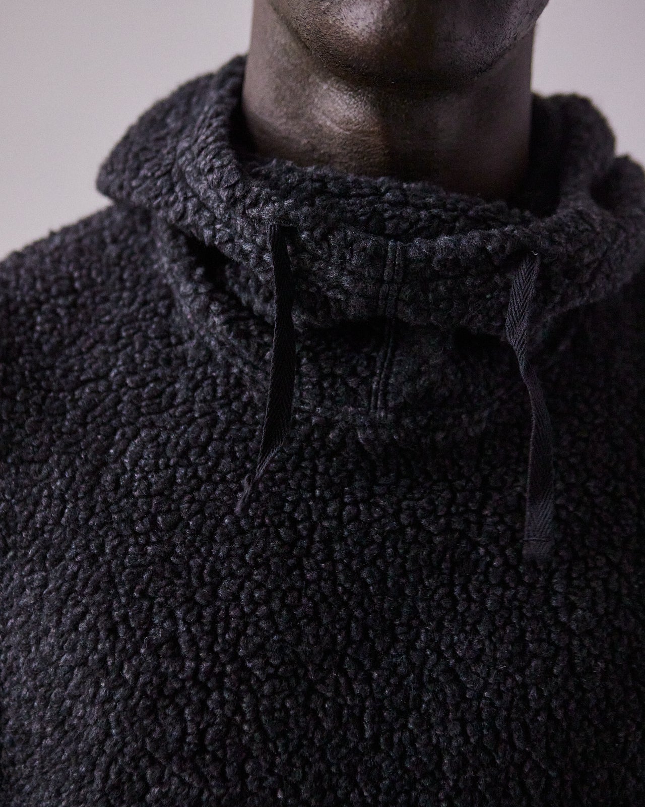 Engineered Garments Wool Hooded Interliner, Charcoal Shaggy Knit